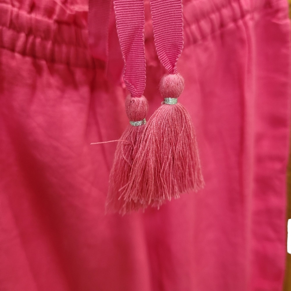 NWT J.Crew Linen Drawstring Wide Leg Pants Pink Brown Tux Stripe Women’s XS - Picture 8 of 14